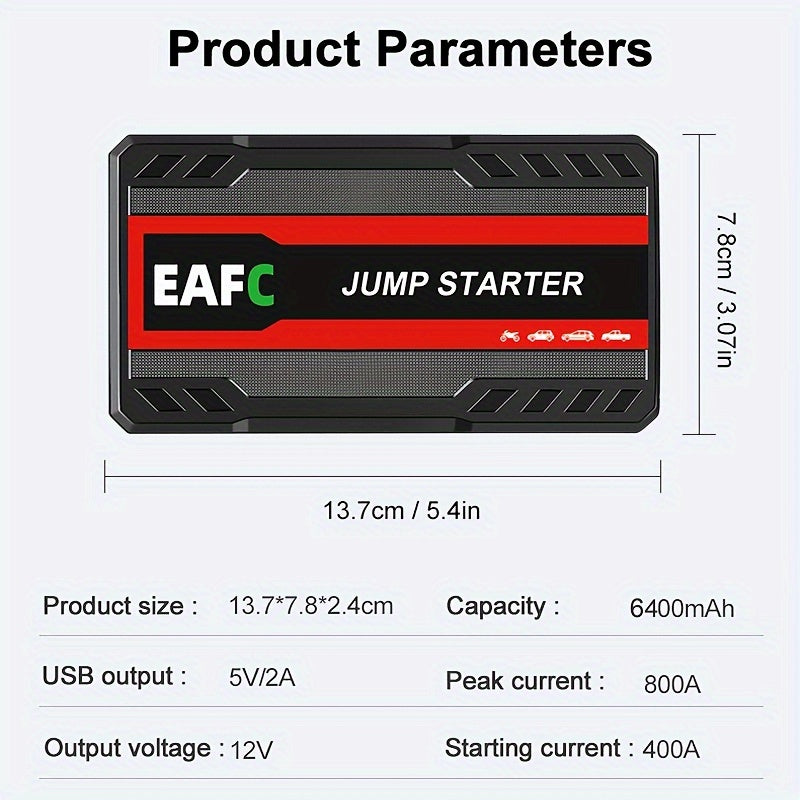 Portable Multi Function Emergency Booster Car Emergency Mobile Power Battery Charger 12V Car Jump Starter Gasoline Diesel Car Starter Upgrade