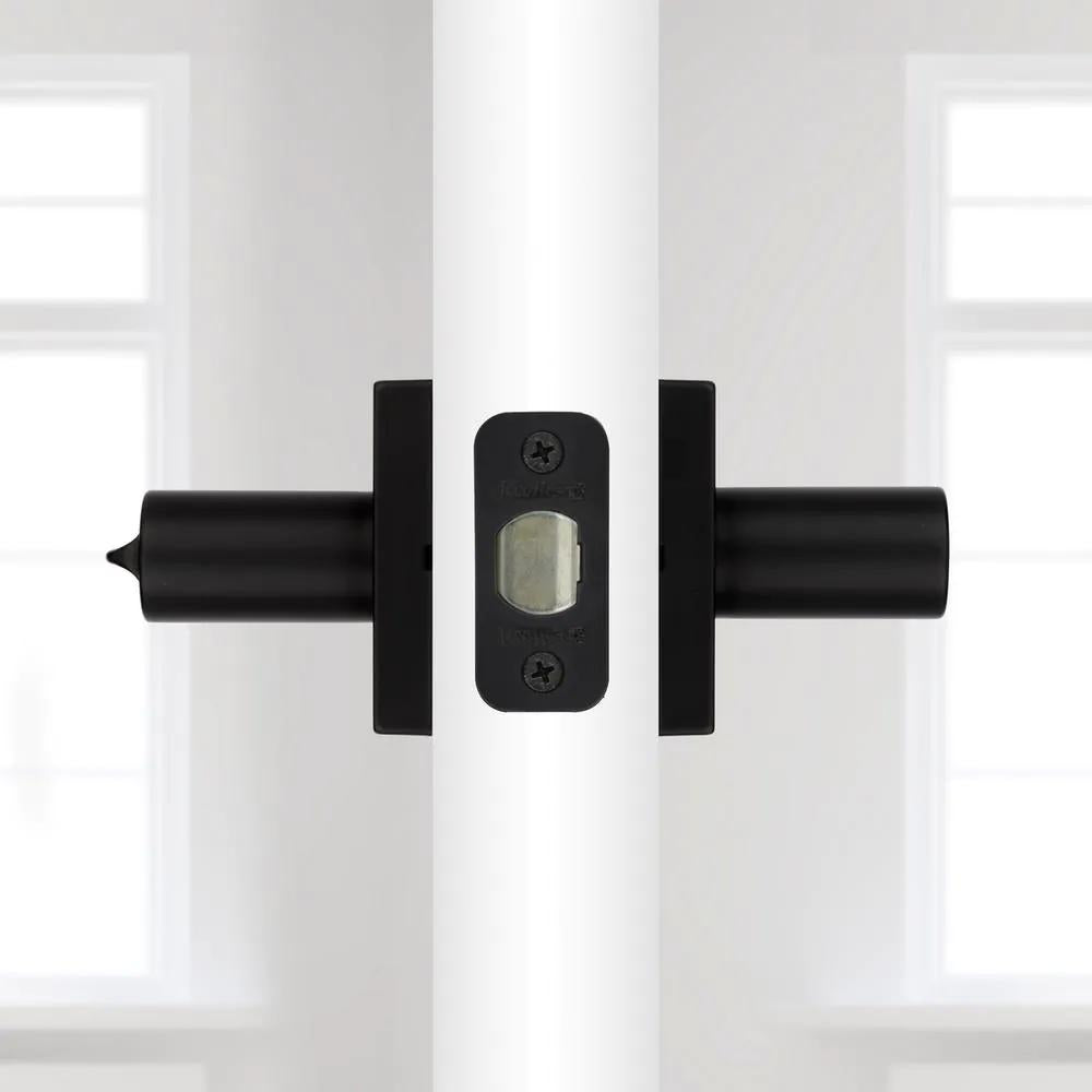 Halifax Square Matte Black Keyed Entry Door Lever Featuring SmartKey Security