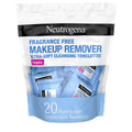 Neutrogena Fragrance-Free Makeup Remover Cleansing Towelette Singles, Individually-Wrapped Daily Face Wipes to Remove Dirt, Oil, Makeup &amp; Waterproof Mascara for Travel &amp; On-the-Go, 20 ct (Pack of 6)