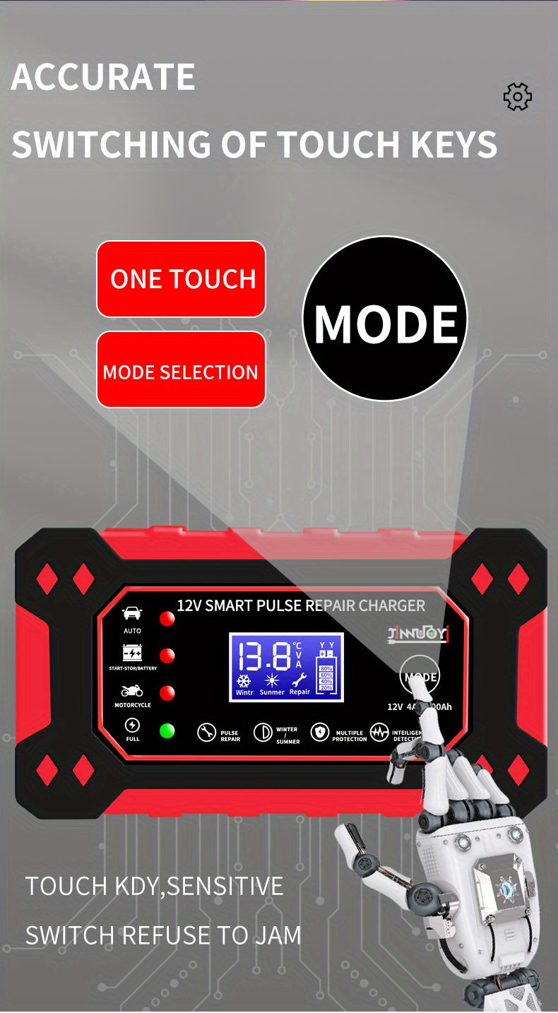 12V/6A Full Automatic Car Battery Charger Pulse Repair Charger For Car Truck Motorcycle Lawn Mower AGM/Gel Lead Acid Battery