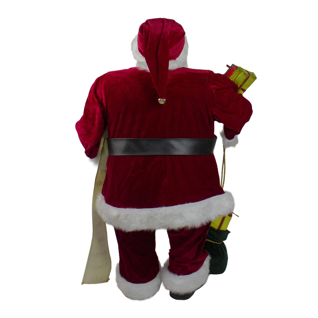 32" Traditional Santa Claus with Gift Bag and List Christmas Figure