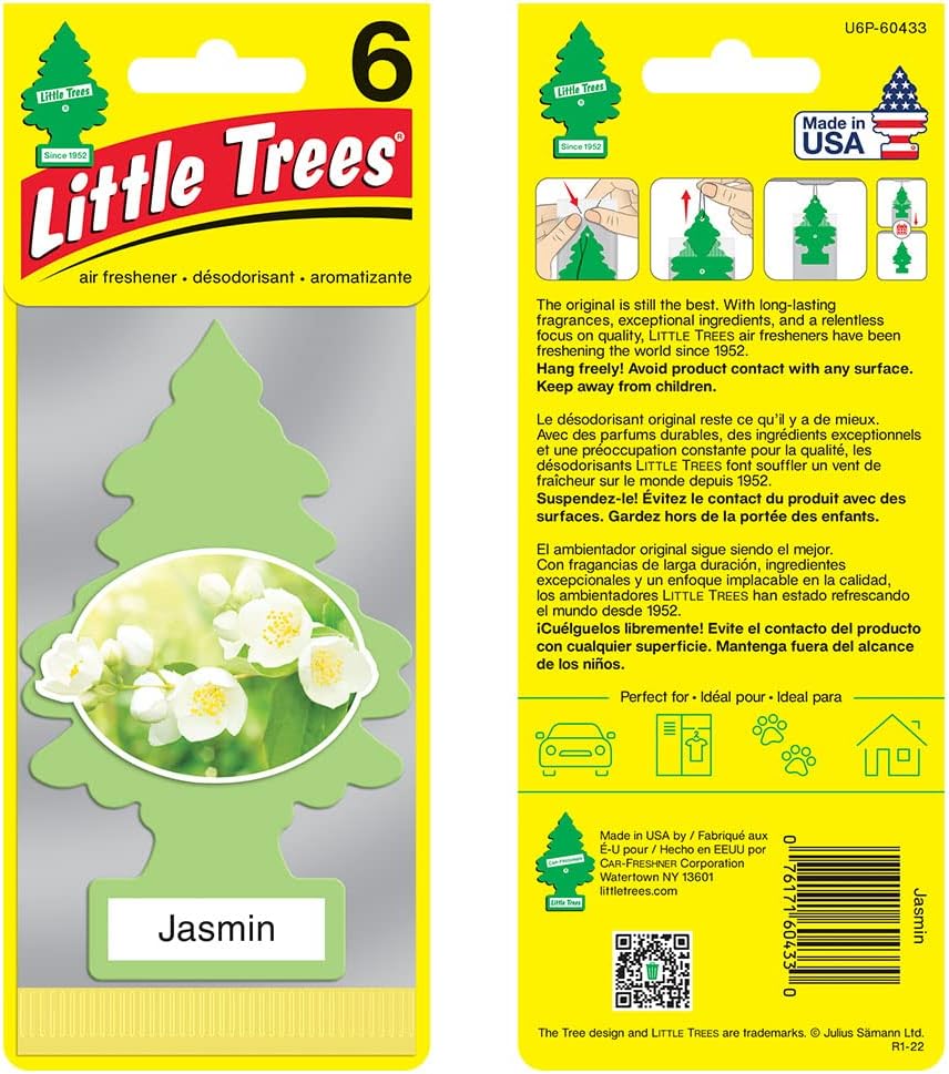 LITTLE TREES Air Fresheners Car Air Freshener. Hanging Tree Provides Long Lasting Scent for Auto or Home. Jasmin, 24 Air Fresheners