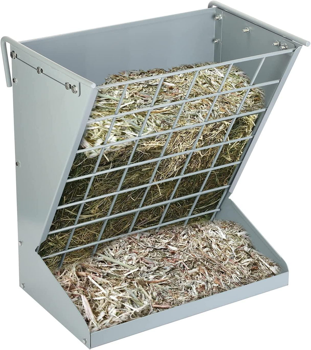 Hay Feeder for Goats, Hay Rack Wall Mount, Hanging Horse Feeder, Sheep Goat Hey Feeder Metal Feed Trough, Heavy-Duty Livestock Hay and Grain Feeders