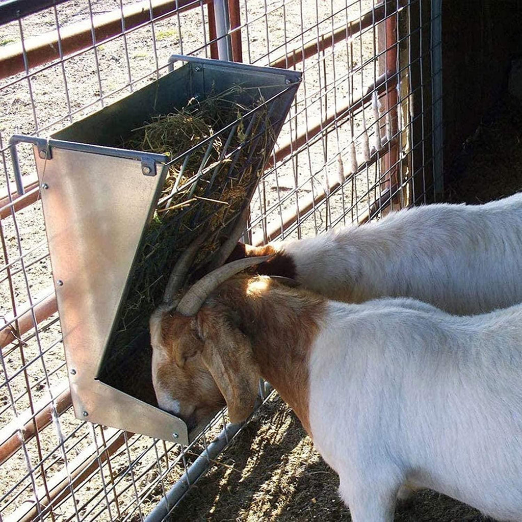Hay Feeder for Goats, Hay Rack Wall Mount, Hanging Horse Feeder, Sheep Goat Hey Feeder Metal Feed Trough, Heavy-Duty Livestock Hay and Grain Feeders