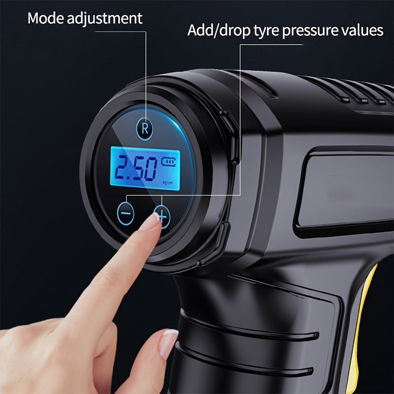 120W Car Air Inflator Pump, Wireless/Wired Electric Handheld Car Tire Inflatable Pump Portable Air Compressor For Tires Digital Auto Tire Inflator