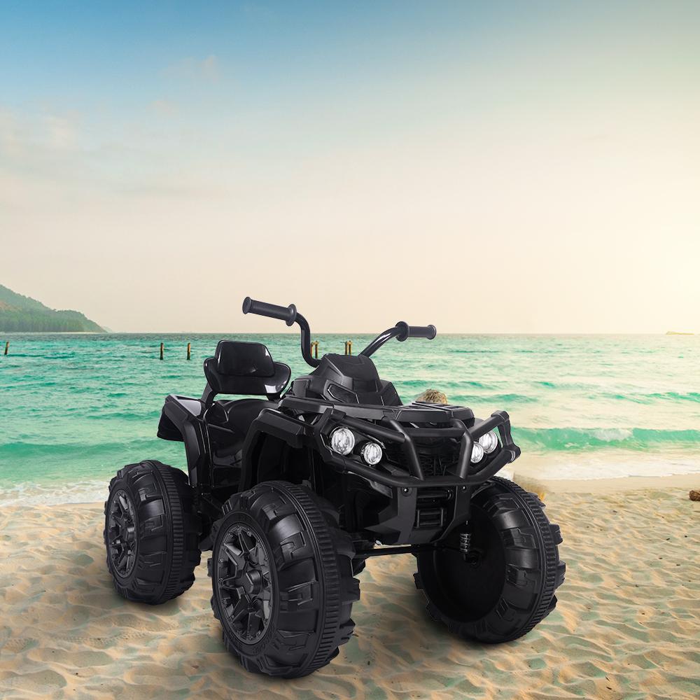 Clearance! Kids 12v Ride ON Toys, Battery Powered Ride ON Toys Car, 4-Wheeler ATV Ride ON Car w/ 3.7mph Max, 2 Speed, LED Lights, AUX Jack, Radio, Electric Motorcycle for Boys/Girls, Black, W1890
