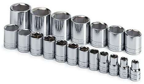 SK Professional Tools 4120 19-Piece 1/2 in. Drive 6-Point Standard Fractional Socket Set - Chrome Socket Set with Super Chrome Finish | Set of 19 Sockets Made in USA