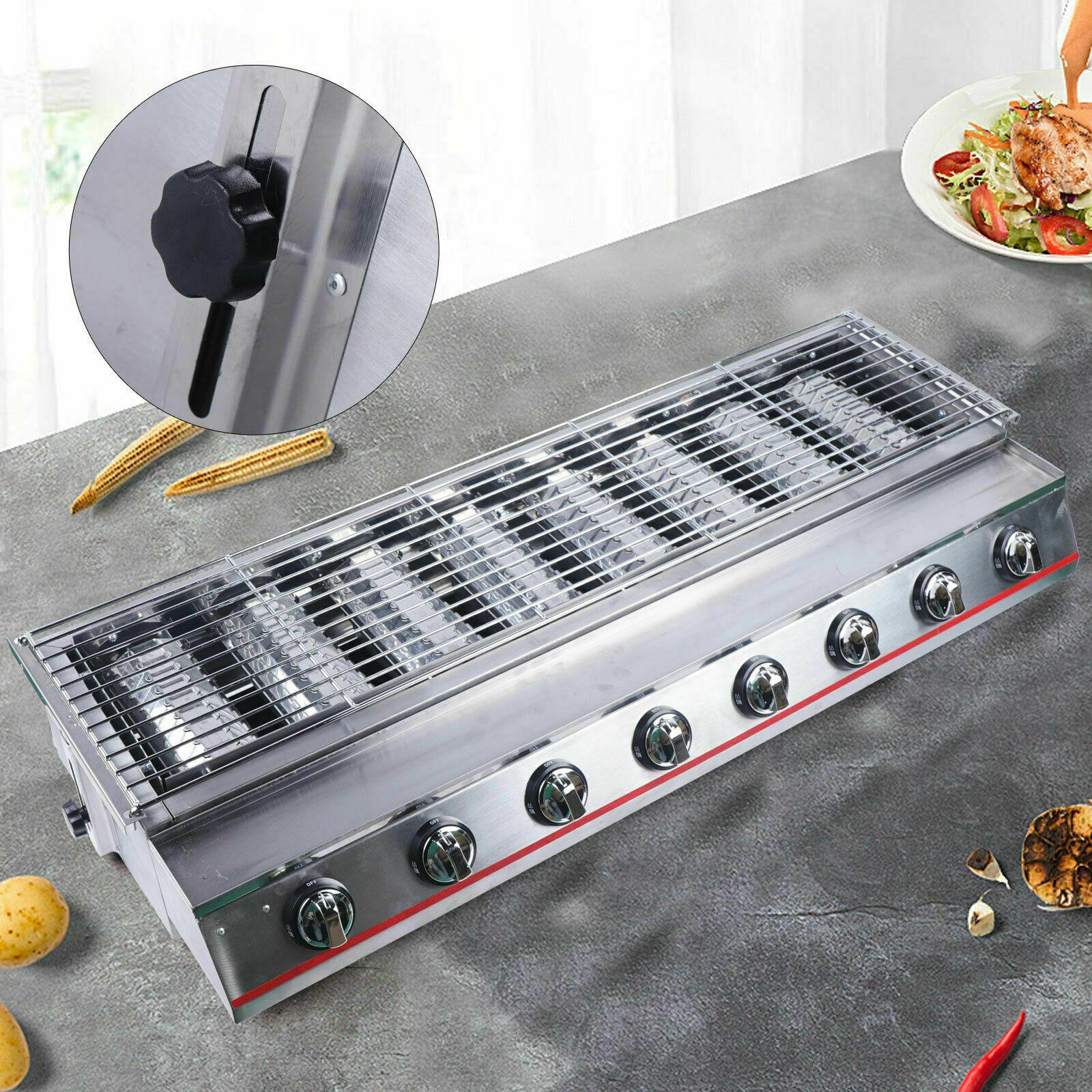 LarGas Grill Outdoor Party 8 Burner BBQ Grill Commercial Adjustable Height