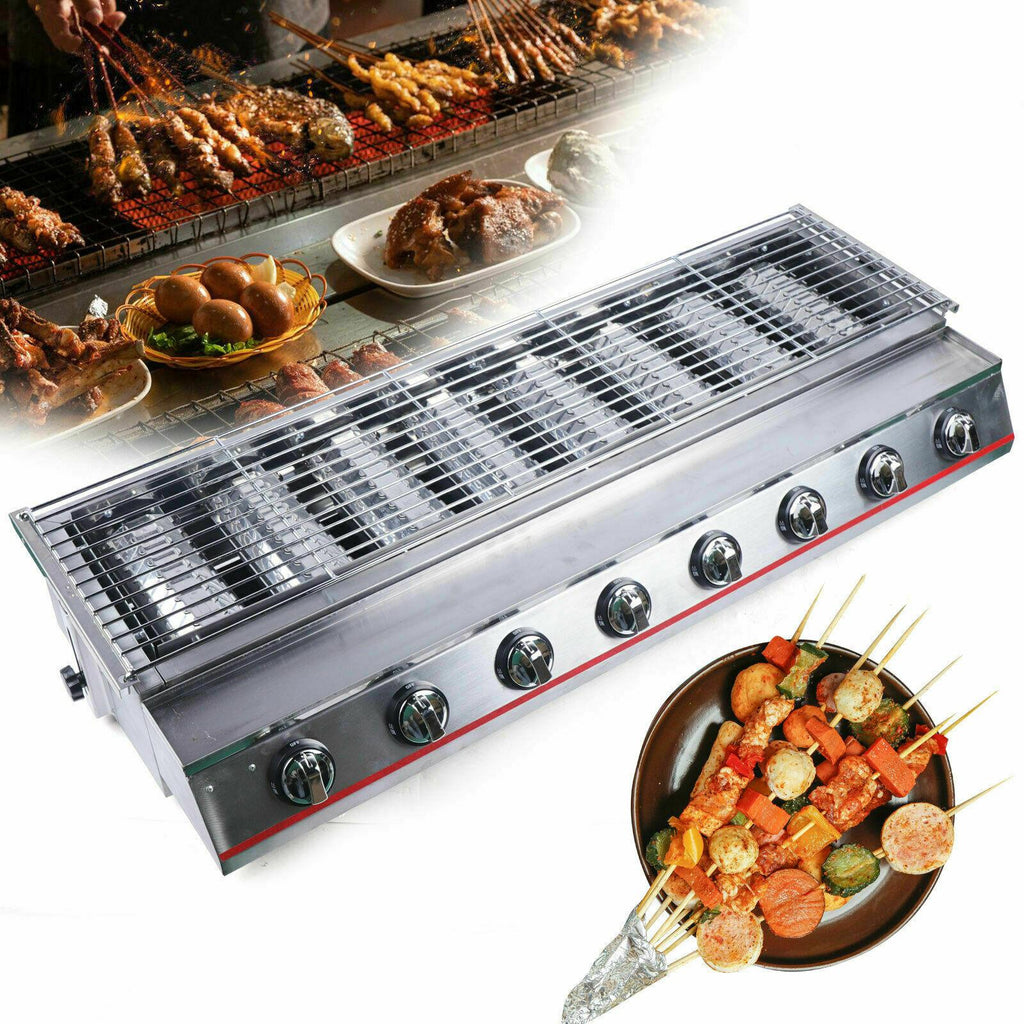 LarGas Grill Outdoor Party 8 Burner BBQ Grill Commercial Adjustable Height