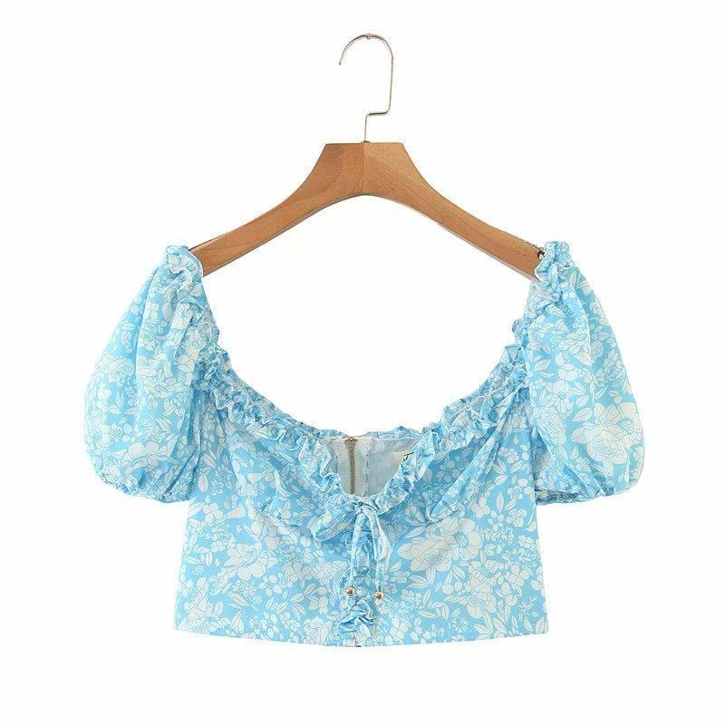summer square collar chic blouse