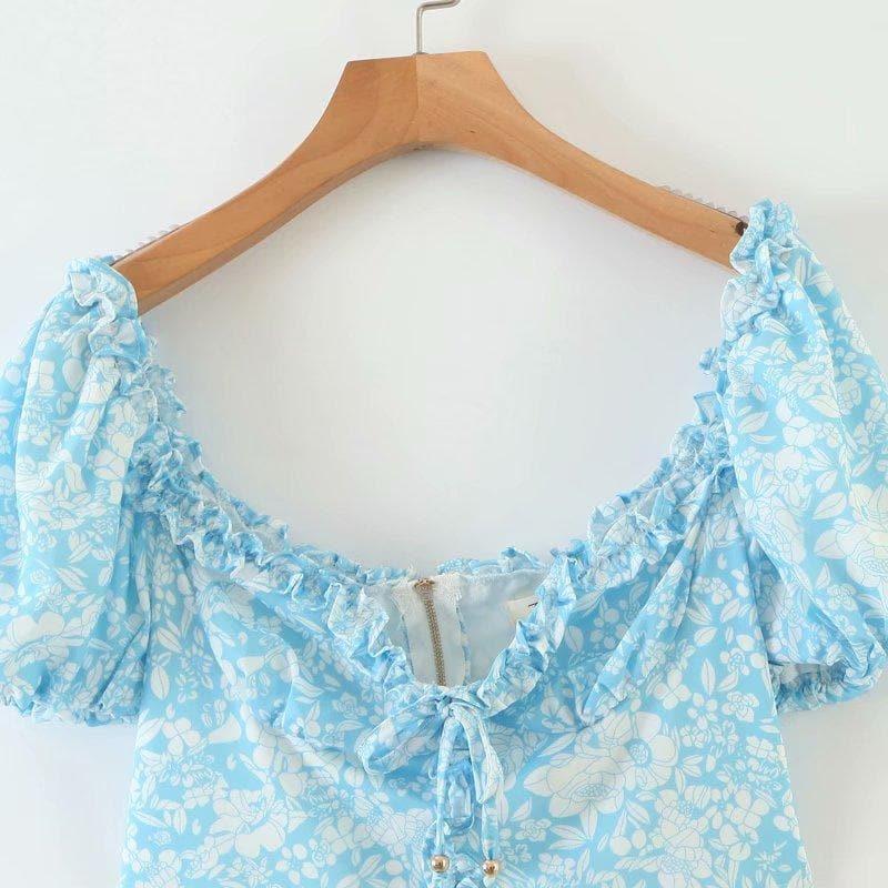 summer square collar chic blouse