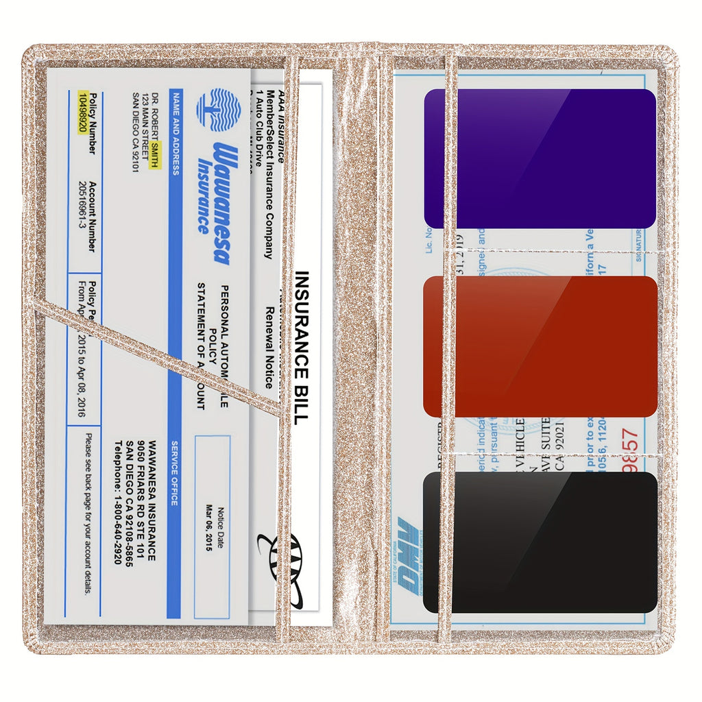 Car Registration And Insurance Card Holder, Vehicle License Document Glove Box Compartment Organizer
