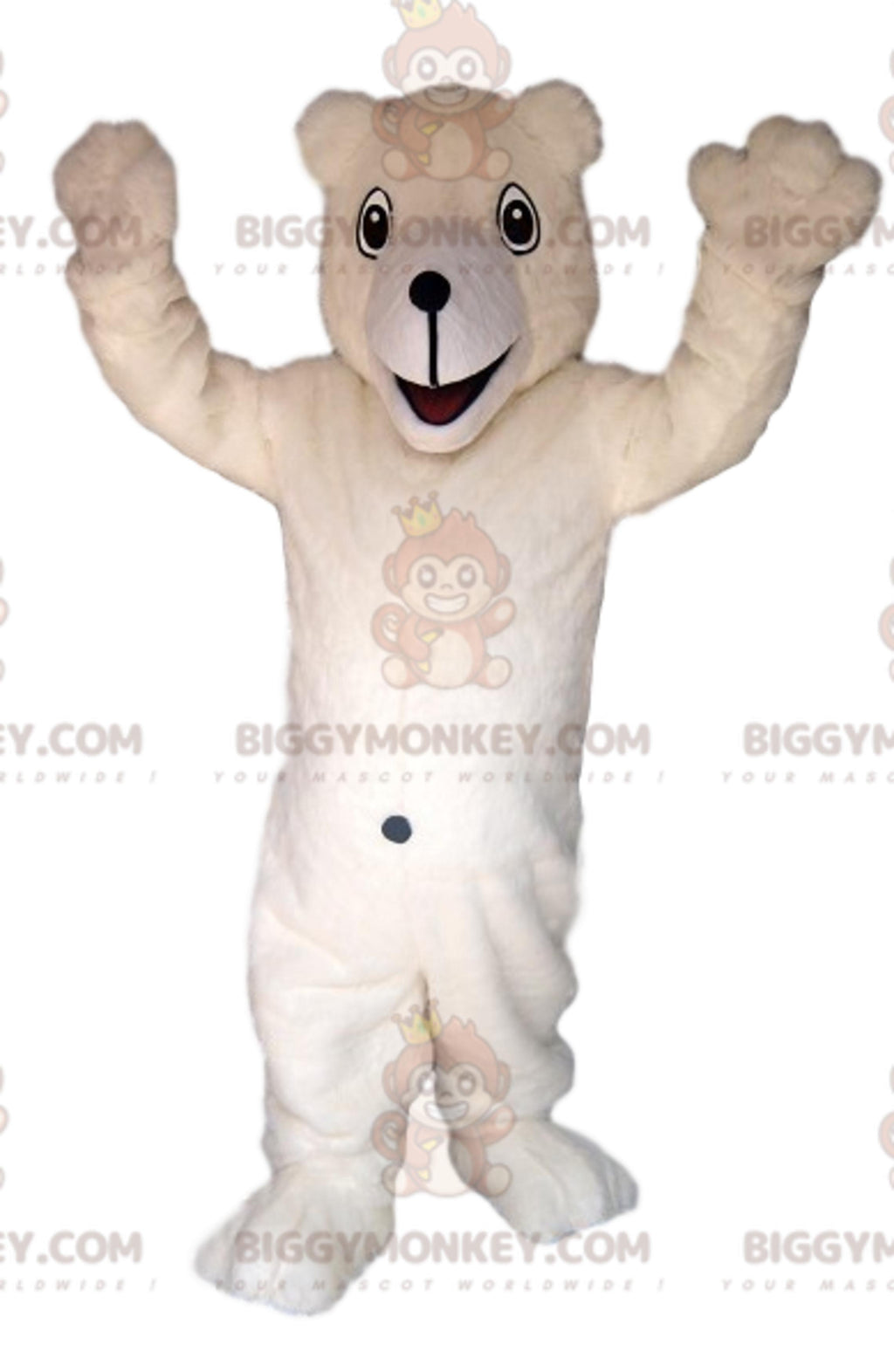 BIGGYMONKEYPolar Bear Mascot Costume with HuSmile and Big Belly