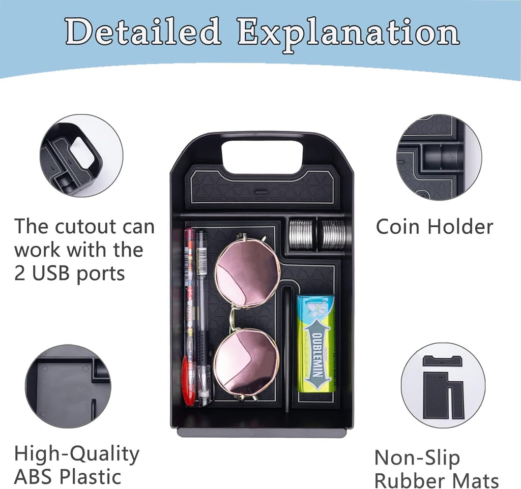 JDMCAR Center Console Tray Organizer Compatible with Toyota RAV4 Accessories 2023 2023 2023 2023 2023 and 2021-2023 RAV4 Prime, Armrest Insert Container ABS Material Secondary Storage Box-Gray