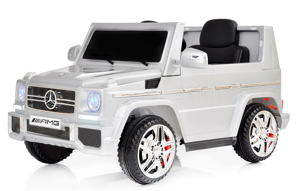 12V powered Mercedes AMG G65 Ride on electric car For Kids with Remote Control LED lights MP3 Leather Seat - Silver