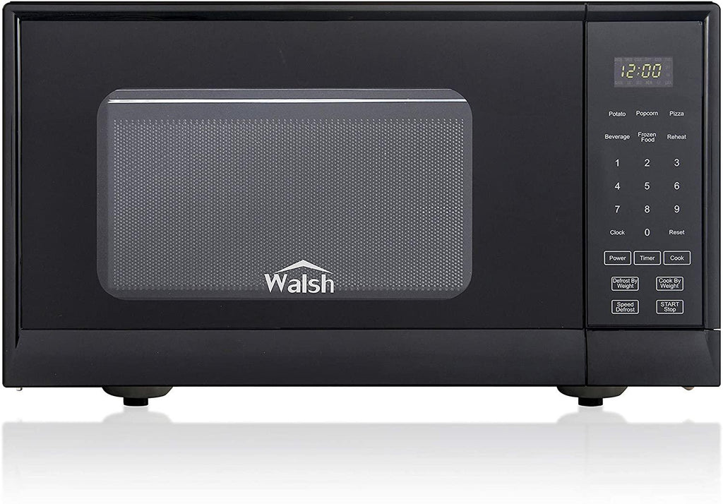 Walsh WSCMSR09BK-09 Countertop Microwave Oven,6 CooPrograms LED Lighting Push Button, 0.9 Cu. Ft/900W, Black
