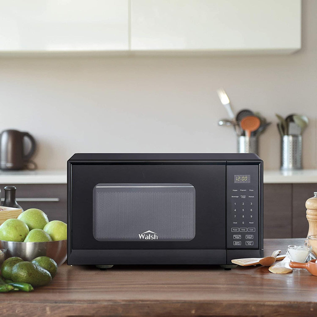Walsh WSCMSR09BK-09 Countertop Microwave Oven,6 CooPrograms LED Lighting Push Button, 0.9 Cu. Ft/900W, Black