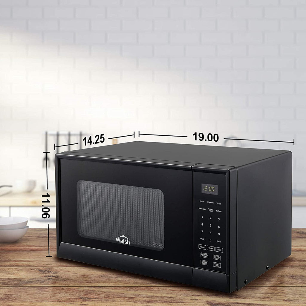 Walsh WSCMSR09BK-09 Countertop Microwave Oven,6 CooPrograms LED Lighting Push Button, 0.9 Cu. Ft/900W, Black