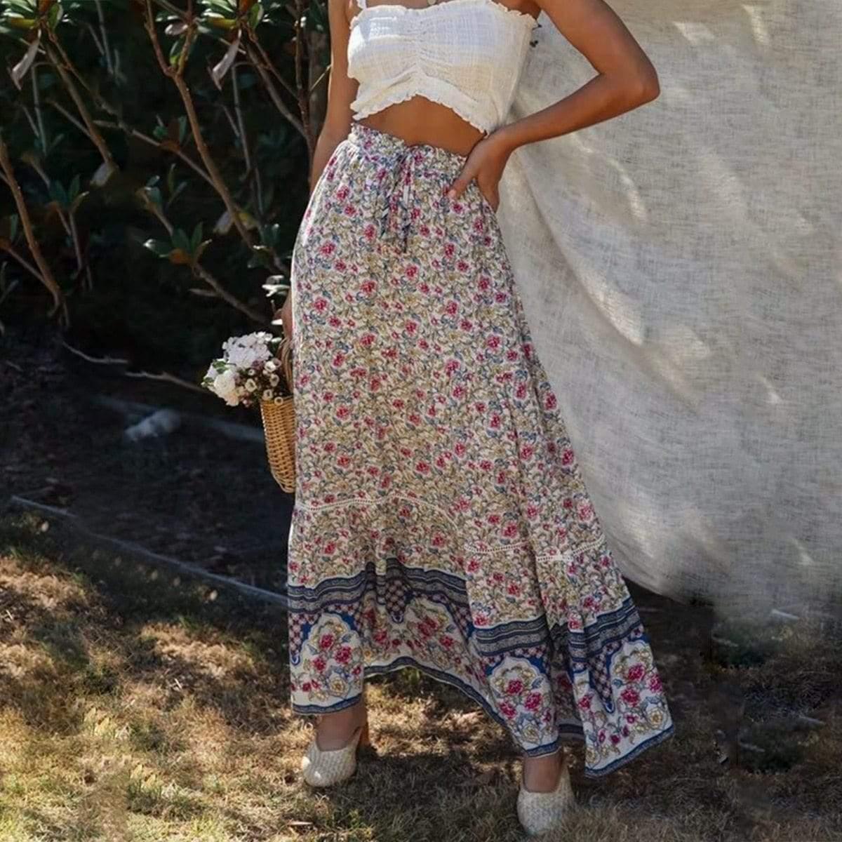 bohemian casual beach skirt
