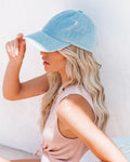 July Distressed Denim Baseball Hat - Light Wash