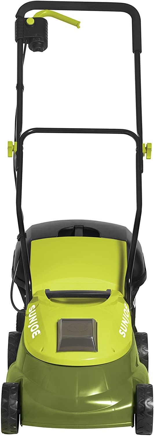 Sun Joe MJ401C 14-Inch 28-Volt Cordless Push Lawn Mower, w/10.6-Gallon Collection Bag, 3-Position Height Adjustment, Safety Key, 14 inches, Green