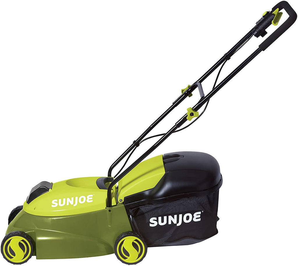 Sun Joe MJ401C-XR 14-Inch 28-Volt 5-Amp Cordless Lawn Mower w/Brushless Motor, 10.6-Gallon Detachable Collection Bag, Lightweight, Green