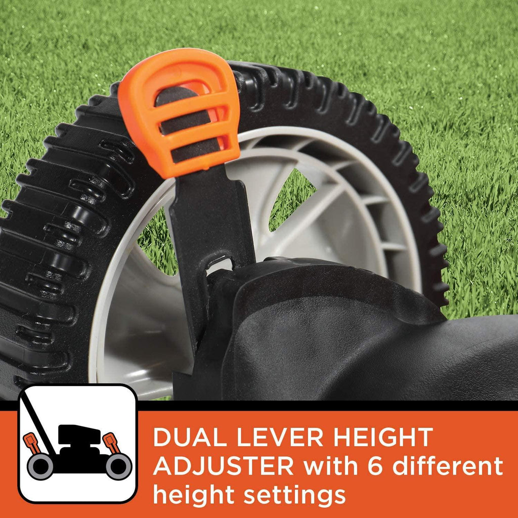 BLACK+DECKER 140cc OHV 21-Inch 2-in-1 Walk-Behind Push Gas Powered Lawn Mower - Perfect for Small to Medium Sized Yards - Side Discharge and Mulching Capabilities, Black and Orange