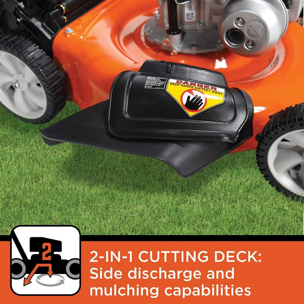 BLACK+DECKER 140cc OHV 21-Inch 2-in-1 Walk-Behind Push Gas Powered Lawn Mower - Perfect for Small to Medium Sized Yards - Side Discharge and Mulching Capabilities, Black and Orange