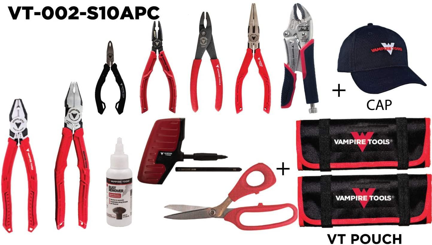 VAMPLIERS. Best Made Pliers. 10-pc Set+CAP &amp; 2 Tools Pouches, Best Screw Extraction Pliers Set to Remove Damascrews for Black Friday/Cyber Monday/Cyber Week deals/Makes Best Gift.
