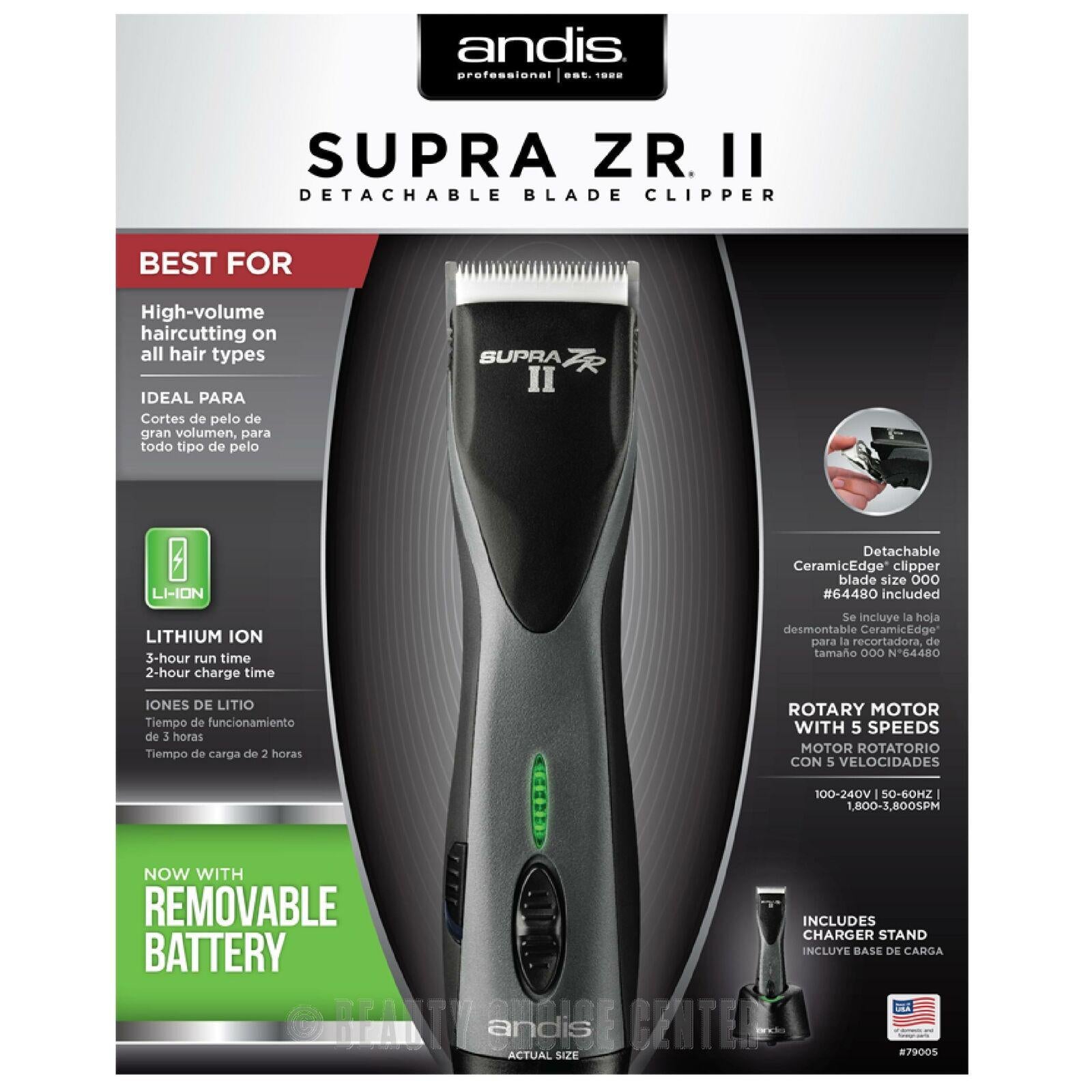 Andis 79005 Supra ZR II Cordless Detachable Blade Clipper