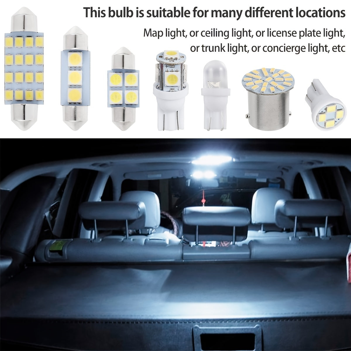 42PCS Xenon White SMD LED Bulb - 6000K Interior Light Bulbs for Cars, RVs &amp; Trunks - T10 Reading Light