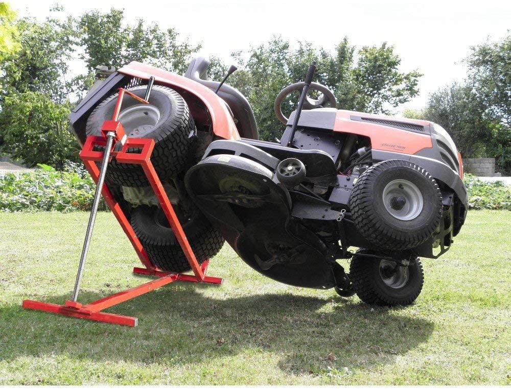VOUNOT Ride on Mower Jack Lift, Telescopic Maintenance Jack for Lawn mowers and Garden Tractors, Weight Capacity 400kg, Red