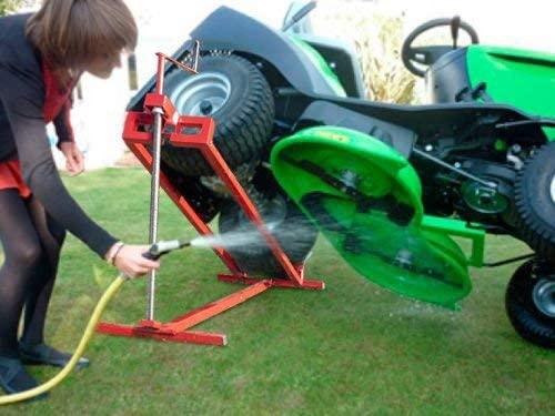 VOUNOT Ride on Mower Jack Lift, Telescopic Maintenance Jack for Lawn mowers and Garden Tractors, Weight Capacity 400kg, Red