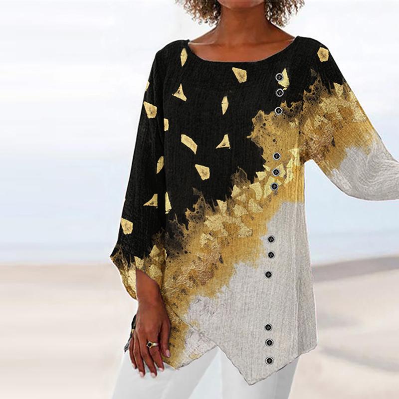 Casual Crew Neck Long Sleeve Printed Top