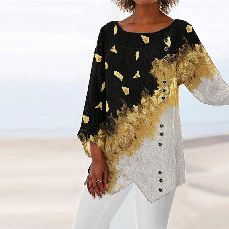 Casual Crew Neck Long Sleeve Printed Top
