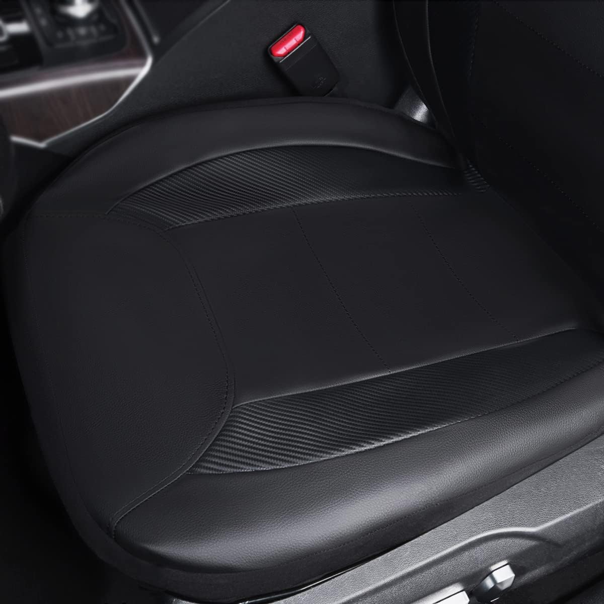 Flying Banner car seat Covers Protects Water Proof Faux Leather Carbon Fiber Fronts Solid Black (Solid Black, Front Pair)