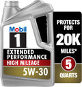 Mobil 1 Extended Performance High Mileage Full Synthetic Motor Oil 5W-30, 5 Quart