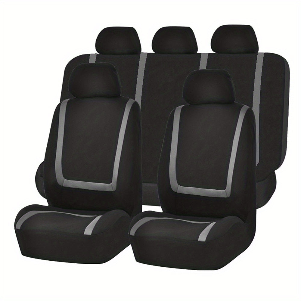 Upgrade Your Car Interior Comfort: 5-Seat Universal Car Seat Cover Set - Soft &amp; Breathable Polyester Fabric