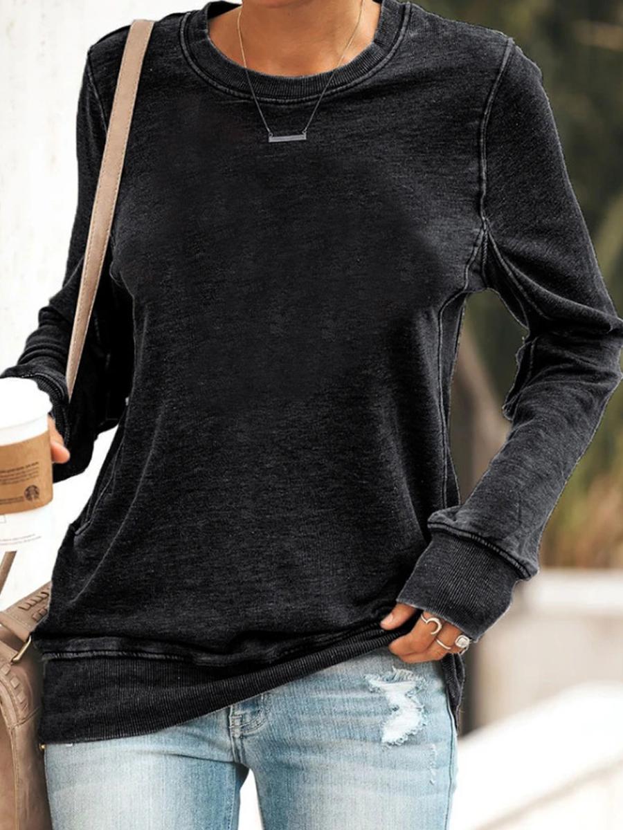 Casual Solid Color Round Neck LongSleeve Sweater