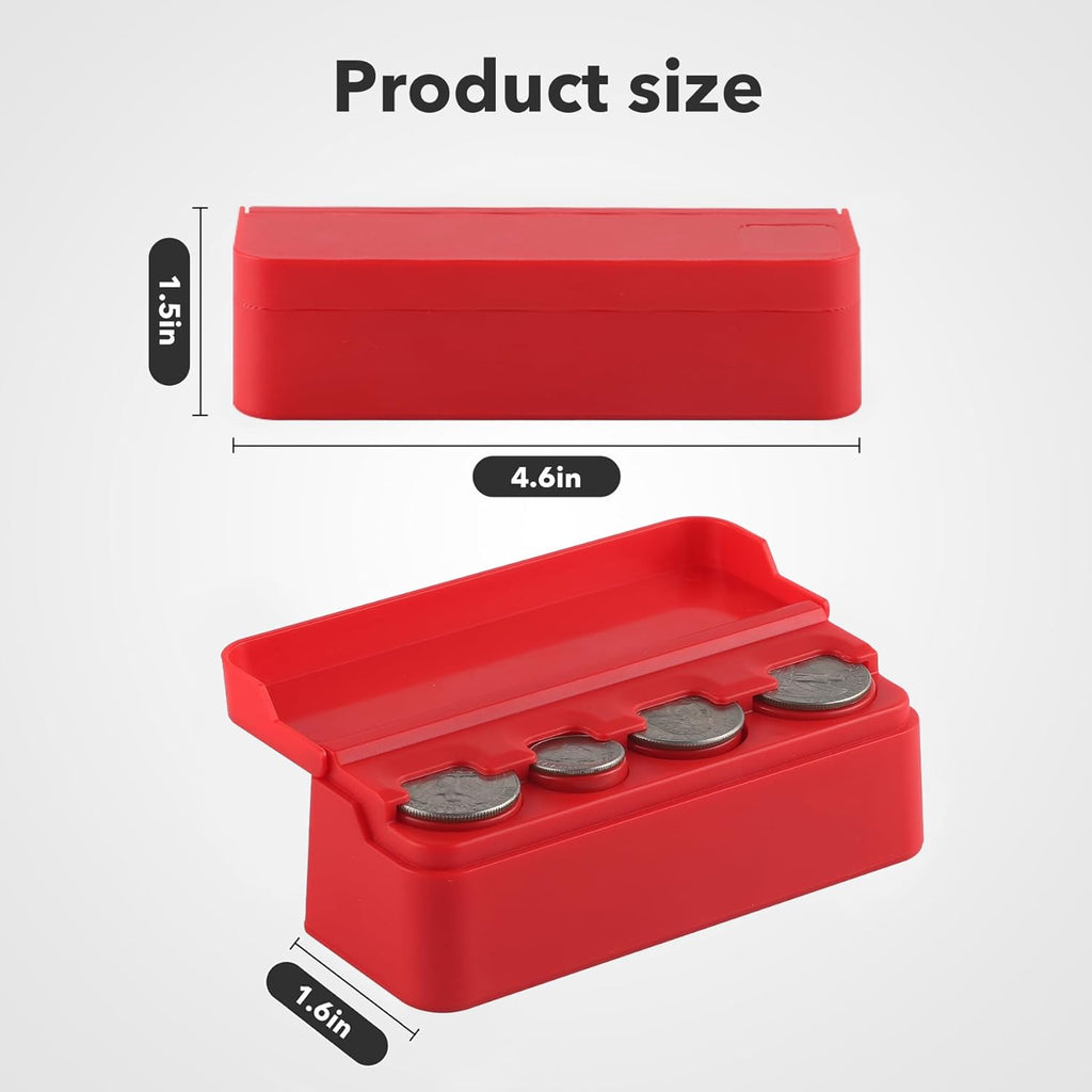 SINGARO Coin Holder for Car, Universal Car Coin Change Organizer, Car Coin Holder Compatible with Coins of Different Sizes, Car Interior Accessories, Suitable for Most Cars, Trucks(Red，2 Pack)