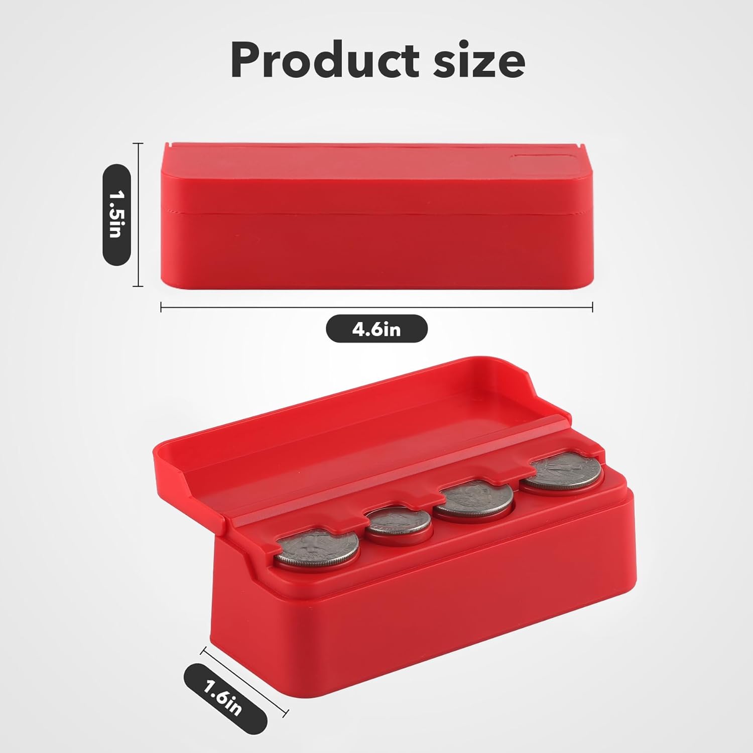 SINGARO Coin Holder for Car, Universal Car Coin Change Organizer, Car Coin Holder Compatible with Coins of Different Sizes, Car Interior Accessories, Suitable for Most Cars, Trucks(Red，2 Pack)