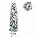 UBesGoo 7.5ft Flocked Pencil Christmas Tree, with 385 Lights