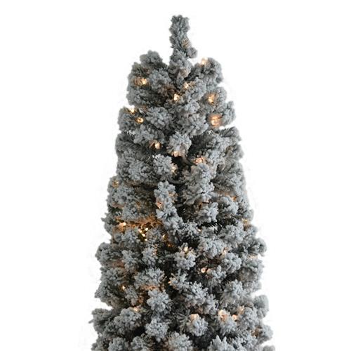 UBesGoo 7.5ft Flocked Pencil Christmas Tree, with 385 Lights