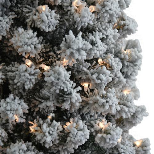 UBesGoo 7.5ft Flocked Pencil Christmas Tree, with 385 Lights