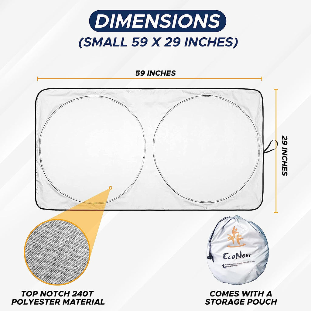 EcoNour Car Sun Shade Windshield | Reflective Car Window Sun Shades for Ultimate Dashboard Protection | Foldable Car Interior Accessories for Sun Heat | Fits Most Sedans, SUVs, Minivans &amp; Hatchbacks