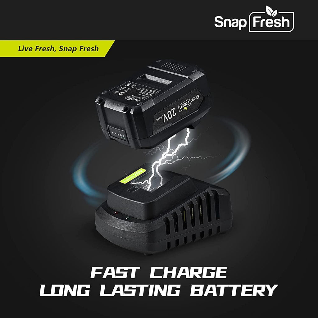 SnapFresh Cordless Lawn Mower, 14 Inch Electric Lawn Mower with Brushless Motor, 20v 4.0ah Battery and Charger, with 2-in-1 Grass Bag, Push Lawn Mower