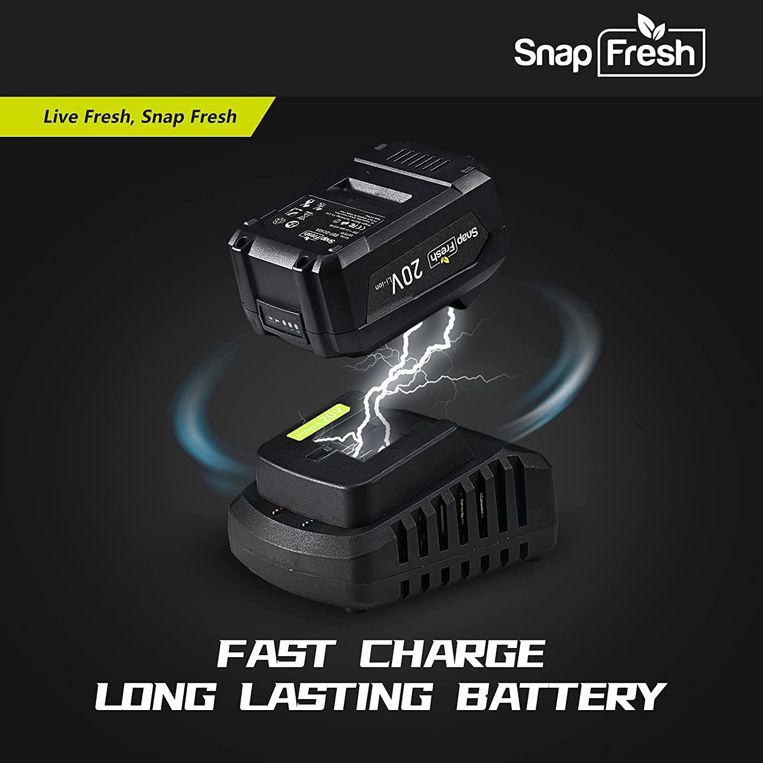 SnapFresh Cordless Lawn Mower, 14 Inch Electric Lawn Mower with Brushless Motor, 20v 4.0ah Battery and Charger, with 2-in-1 Grass Bag, Push Lawn Mower