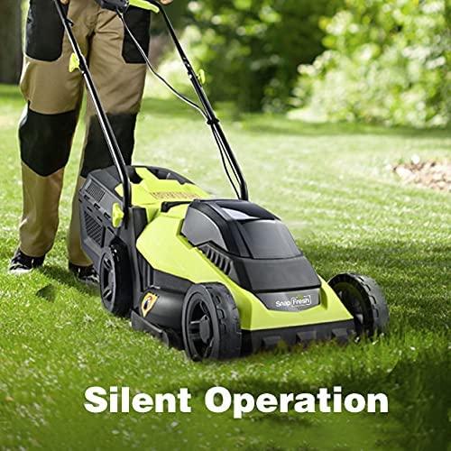 SnapFresh Cordless Lawn Mower, 14 Inch Electric Lawn Mower with Brushless Motor, 20v 4.0ah Battery and Charger, with 2-in-1 Grass Bag, Push Lawn Mower