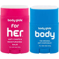 BodyGlide For Her Anti Chafe Balm1.5oz: anti chafing stick with added emollients. Prevent rubbing leading to chafing, raw skin, and irritation &amp; body glide Original Anti-Chafe Balm