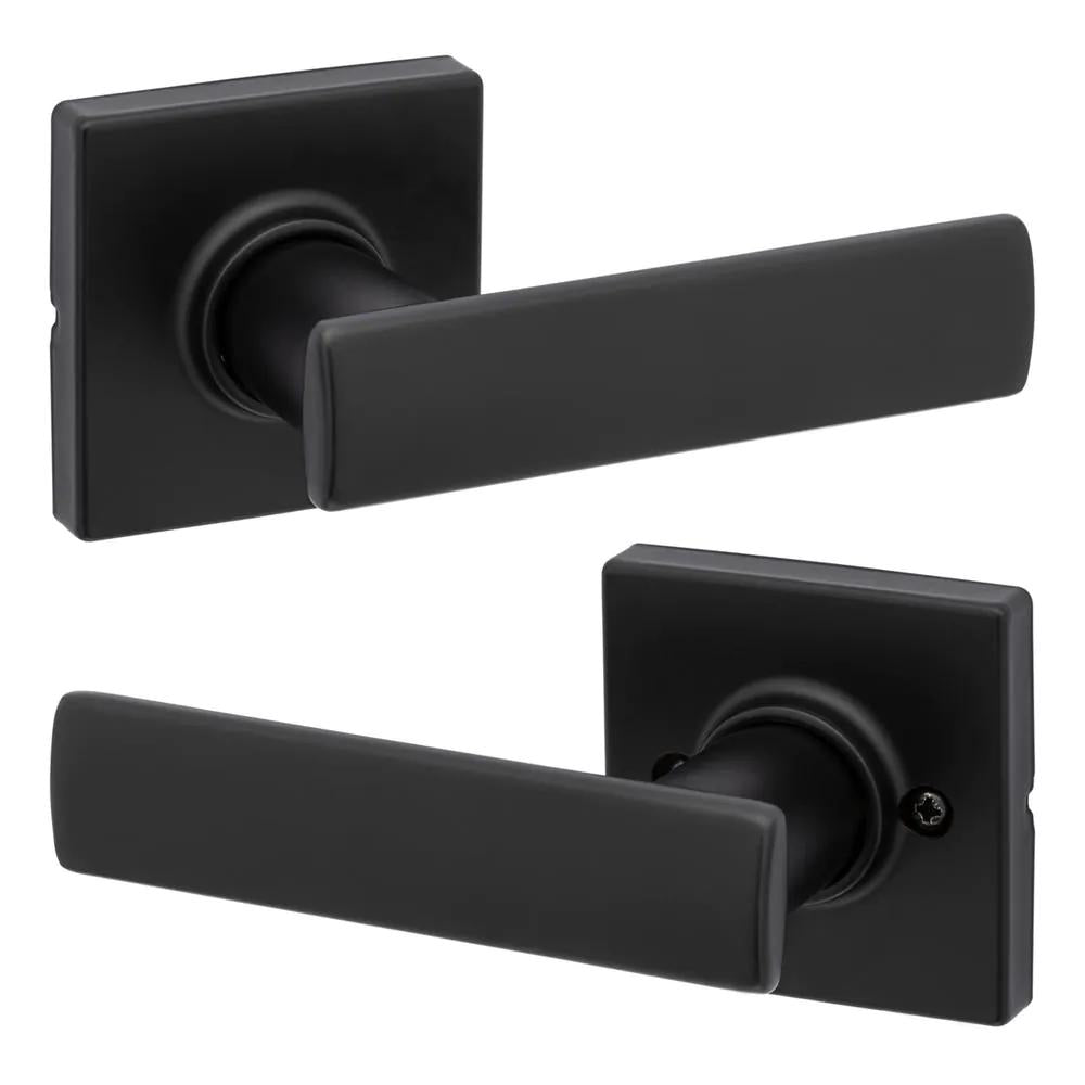 BrSquare Matte Black Hall/Closet Door Lever Featuring Microban
